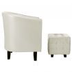 Tub Chair with Footstool White Faux Leather