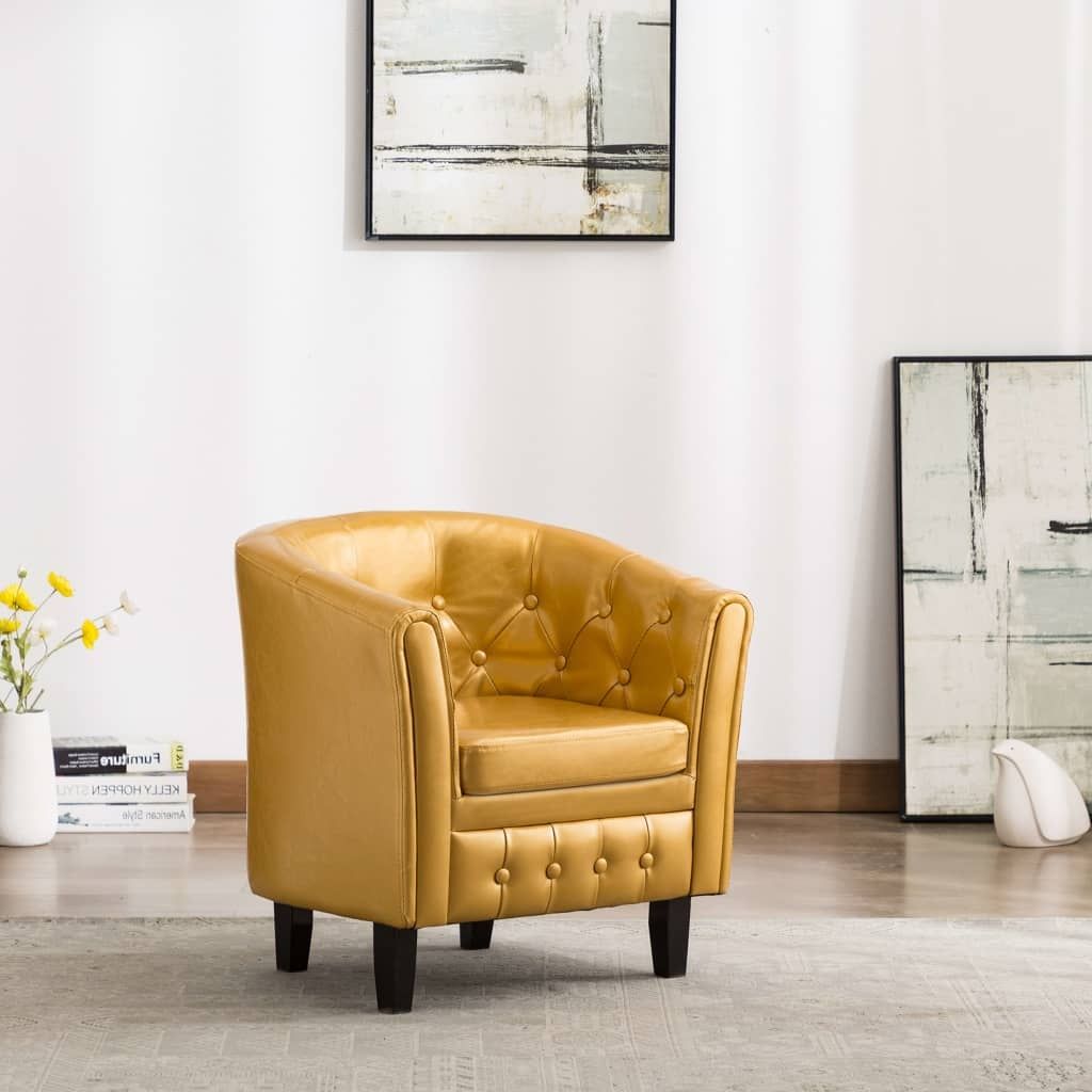 Tub Chair Gold Faux Leather