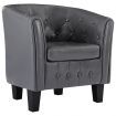 Tub Chair Grey Faux Leather