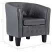 Tub Chair Grey Faux Leather