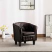 Tub Chair Brown Faux Leather