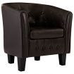 Tub Chair Brown Faux Leather