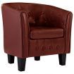 Tub Chair Wine Red Faux Leather