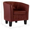 Tub Chair Wine Red Faux Leather