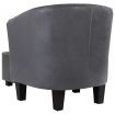 Tub Chair with Footstool Grey Faux Leather