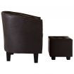 Tub Chair with Footstool Brown Faux Leather