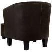 Tub Chair with Footstool Brown Faux Leather