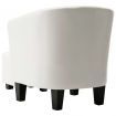 Tub Chair with Footstool White Faux Leather