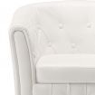 Tub Chair with Footstool White Faux Leather