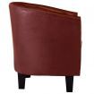 Tub Chair with Footstool Wine Red Faux Leather