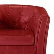 Tub Chair with Footstool Red Faux Leather