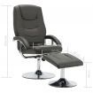 Reclining Chair with Footstool Grey Faux Leather