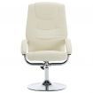 Reclining Chair with Footstool Cream White Faux Leather