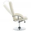 Reclining Chair with Footstool Cream White Faux Leather