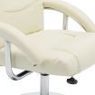 Reclining Chair with Footstool Cream White Faux Leather