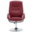 Reclining Chair with Footstool Wine Red Faux Leather