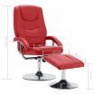 Reclining Chair with Footstool Red Faux Leather