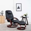 Reclining Chair with Footstool Black Faux Leather