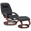 Reclining Chair with Footstool Black Faux Leather