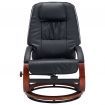 Reclining Chair with Footstool Black Faux Leather