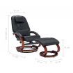 Reclining Chair with Footstool Black Faux Leather