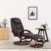 Reclining Chair with Footstool Brown Faux Leather