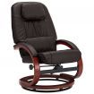 Reclining Chair with Footstool Brown Faux Leather