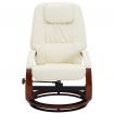 Reclining Chair with Footstool Cream White Faux Leather