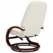 Reclining Chair with Footstool Cream White Faux Leather