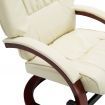 Reclining Chair with Footstool Cream White Faux Leather