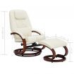 Reclining Chair with Footstool Cream White Faux Leather