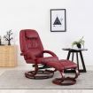 Reclining Chair with Footstool Wine Red Faux Leather