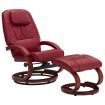 Reclining Chair with Footstool Wine Red Faux Leather