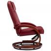 Reclining Chair with Footstool Wine Red Faux Leather