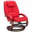 Reclining Chair with Footstool Red Faux Leather