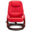 Reclining Chair with Footstool Red Faux Leather