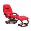 Reclining Chair with Footstool Red Faux Leather