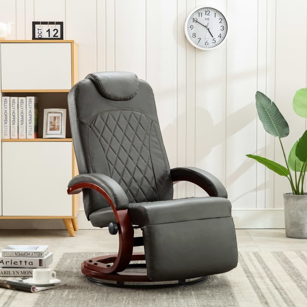 TV Recliner Grey Faux Leather