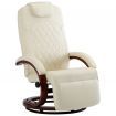 TV Recliner Cream White Faux Leather