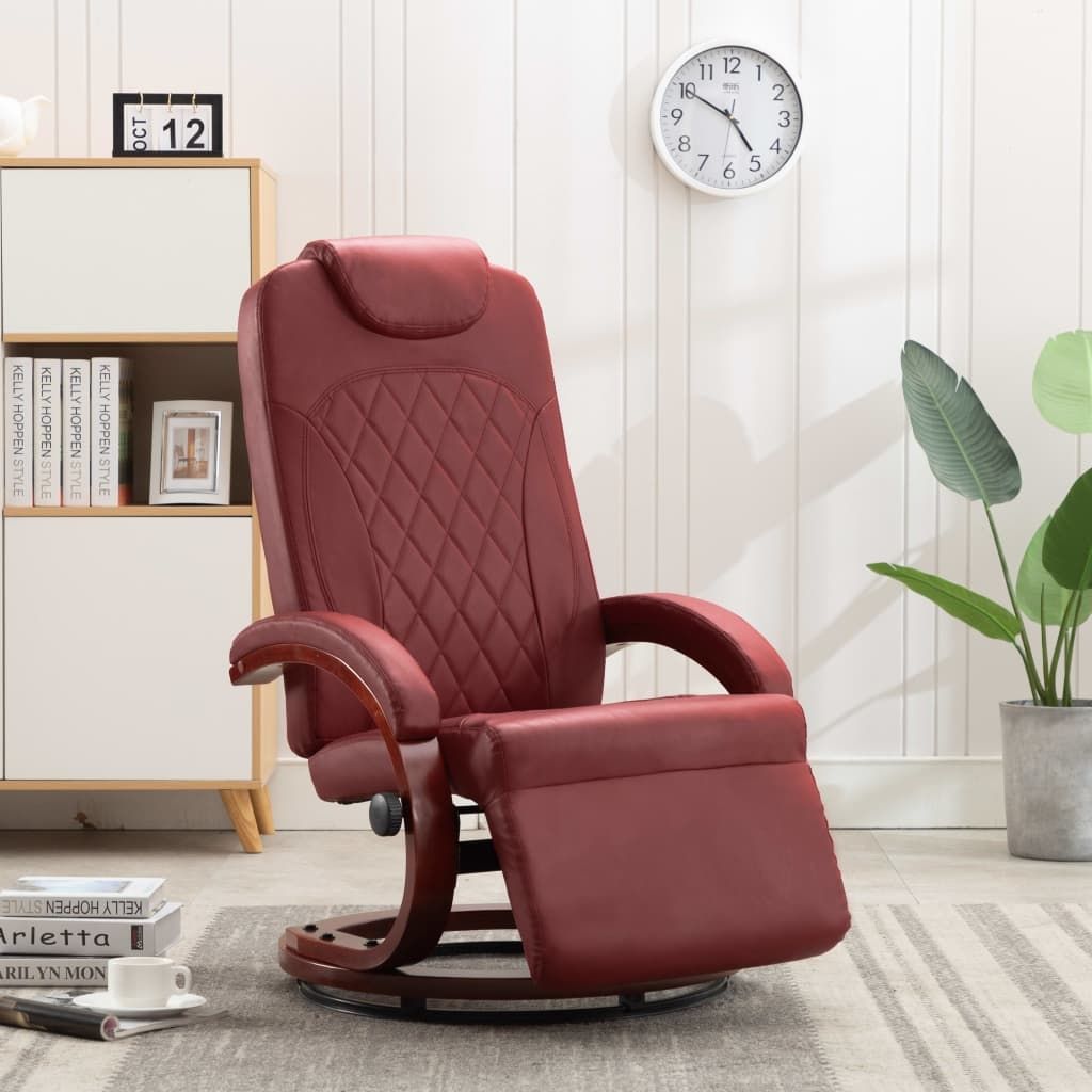 TV Recliner Wine Red Faux Leather