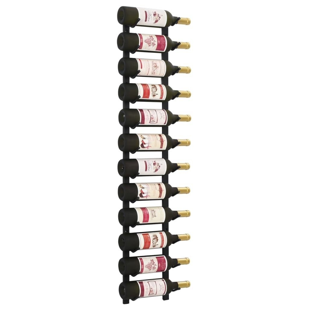 Wall Mounted Wine Rack for 12 Bottles Black Iron