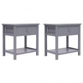 Nightstands 2 pcs Grey 40x29x42 cm Paulownia Wood