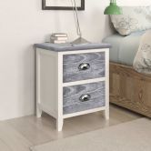 Nightstand Grey and White 38x28x45 cm Paulownia Wood