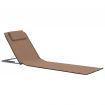 Folding Beach Mats 2 pcs Steel and Fabric Brown