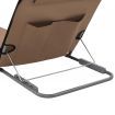 Folding Beach Mats 2 pcs Steel and Fabric Brown