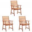 Outdoor Dining Chairs 3 pcs Solid Acacia Wood