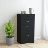 Sideboard with 7 Drawers Black 50x34x96 cm Chipboard