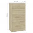 Sideboard with 7 Drawers Sonoma Oak 50x34x96 cm Chipboard