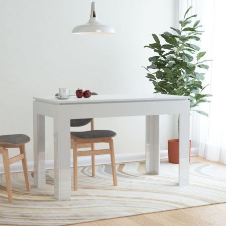 Dining Table High Gloss White 120x60x76 cm Chipboard