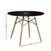 Artiss Dining Table 4 Seater Round Replica DSW cafe Kitchen Timber Black 90cm